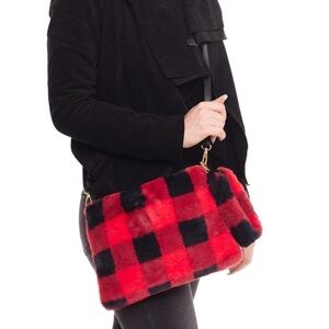 P114. Buffalo Plaid Sherpa Crossbody Bag